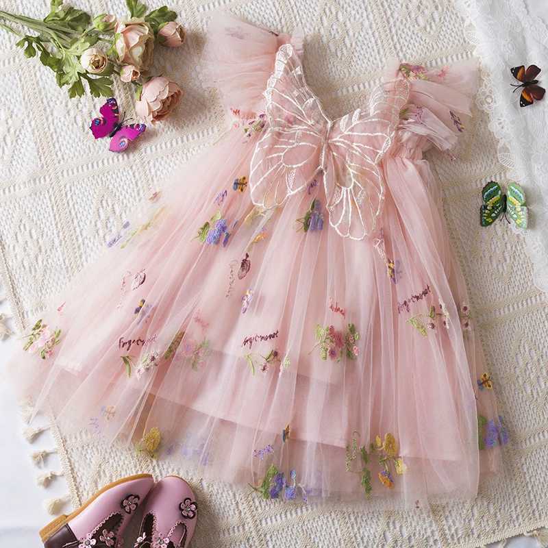 Baby Girls Summer Fashion Dress Holiday Girls Suspender Puffy Mesh Clothes Children Flower Wear Princess Embroidery Tulle Dress X250528