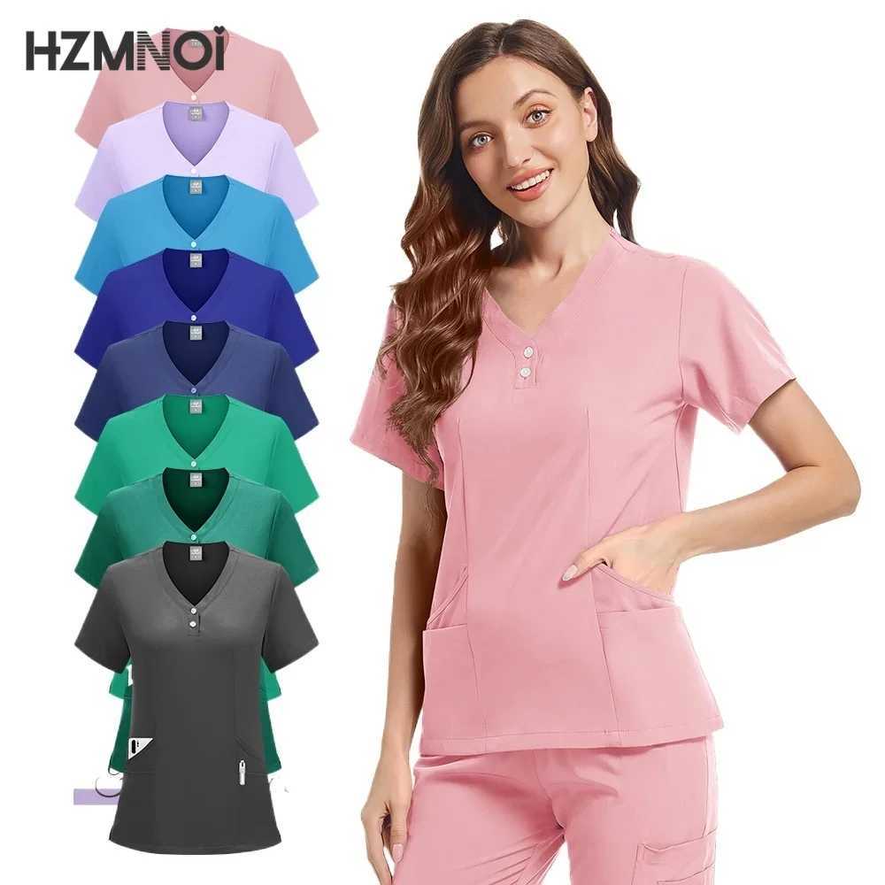New Scrubs Set Medical Uniforms Stretch Scrub Tops With Pocket Pants Nurse Uniform Doctor Surgery Overalls Beauty Sn Workwear X2505287