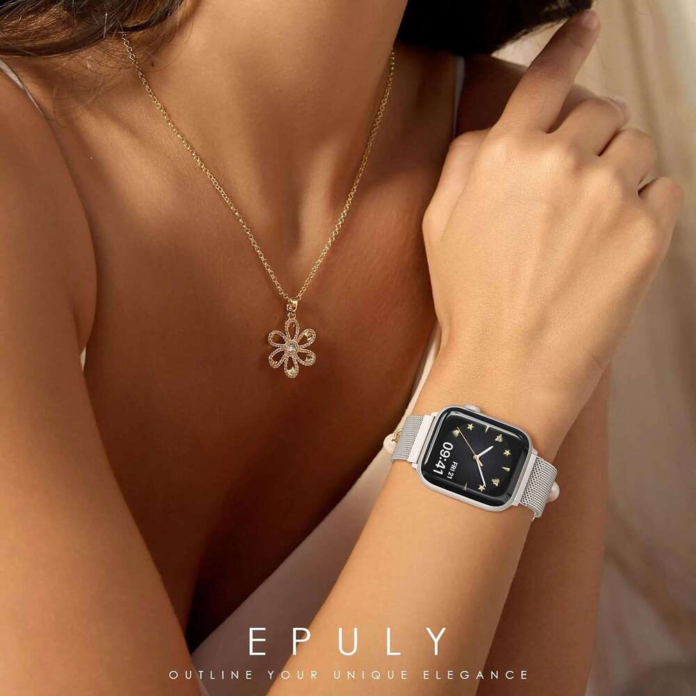 Original Loop Band Compatible with Apple Watch 38mm 40mm 41mm 42mm 44mm 45mm 46mm 49mm - Women's and Men's Magnetic Buckle Adjustable Metal 