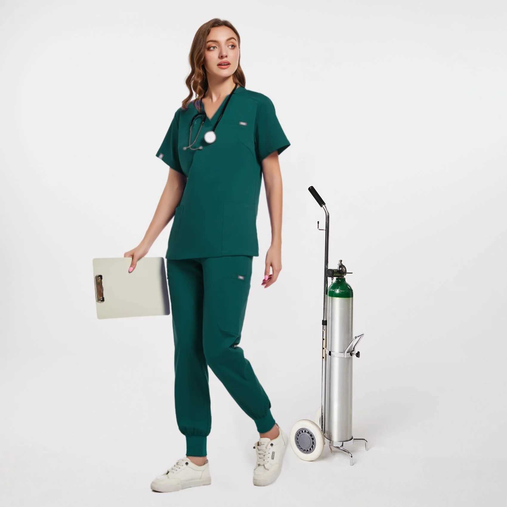 Multicolor Scrubs Uniform Short Slve Tops+Pants Nursing Uniform Women Pet Shop Doctor Scrub Medical Surgery Workwear Scrub Set X2505281