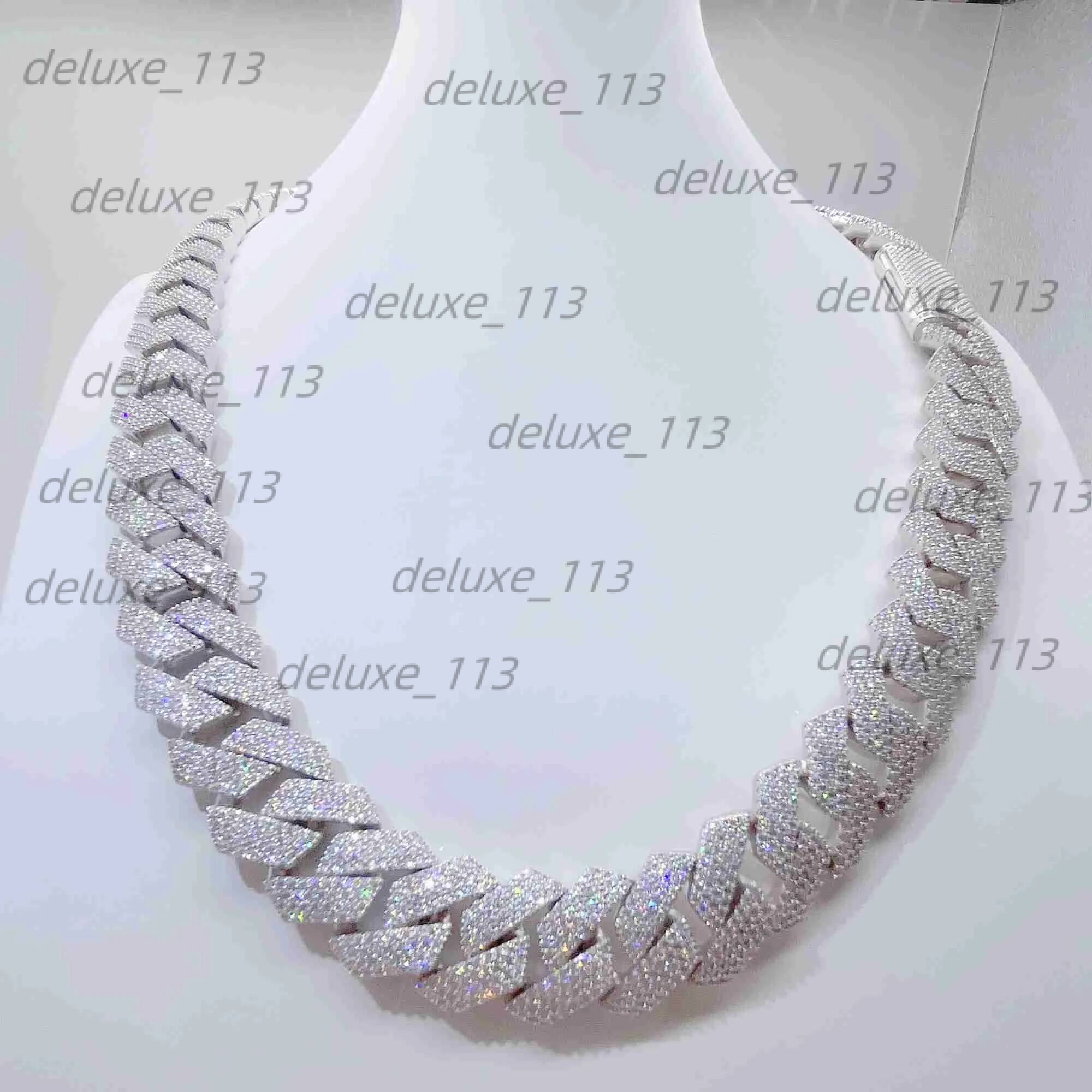 Moissanite Cuban Link Chain 20Mm 3 Rows Pendant Necklaces Lced Out Pass Dia Tester Sterling Sier Necklace