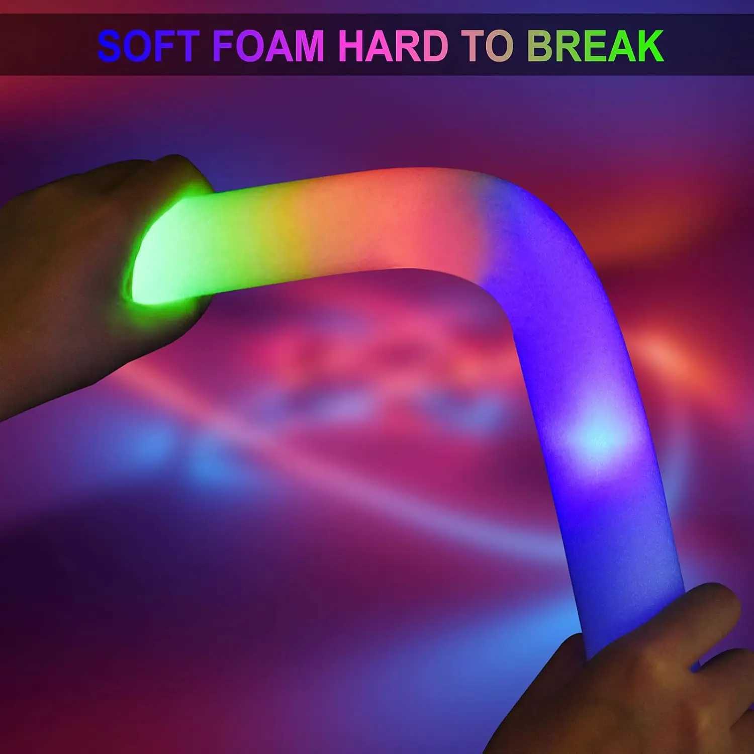 58Pcs Foam Glow Sticks Bulk LED Glow Sticks with 3 Colorful Flashing Modes Long Life Battery Glow In The Dark Party Supplies W250528