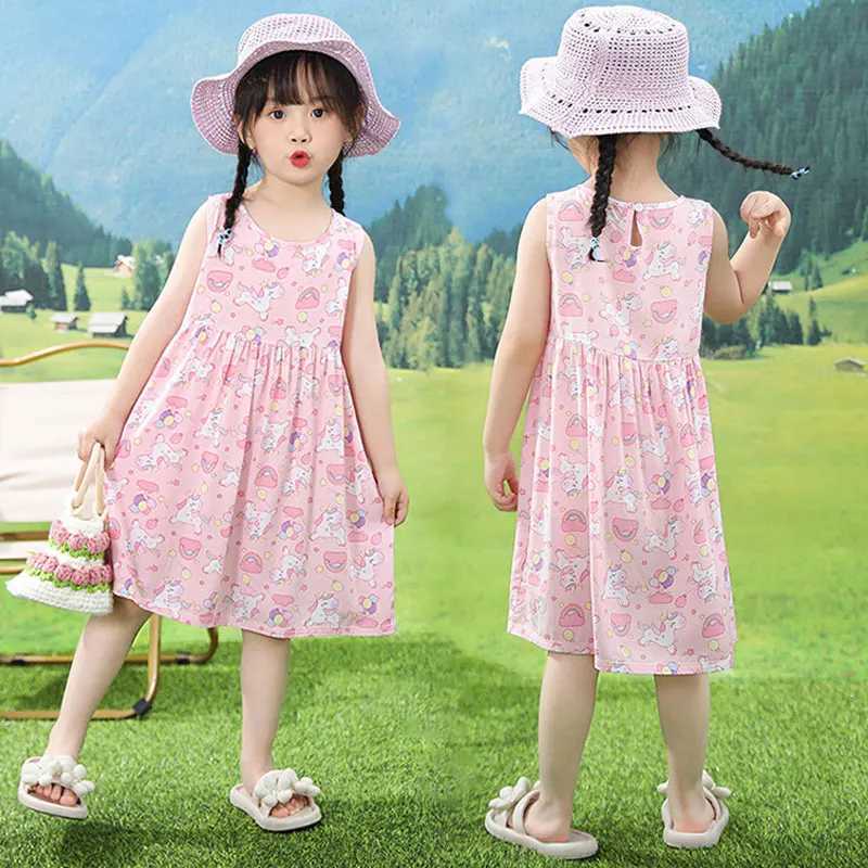 Summer Girl Dress Sleeveless Kids SundressPrinted Skirt Fashion Girls Clothing Beach Party Childrens Clothing Princess Dresses X250528