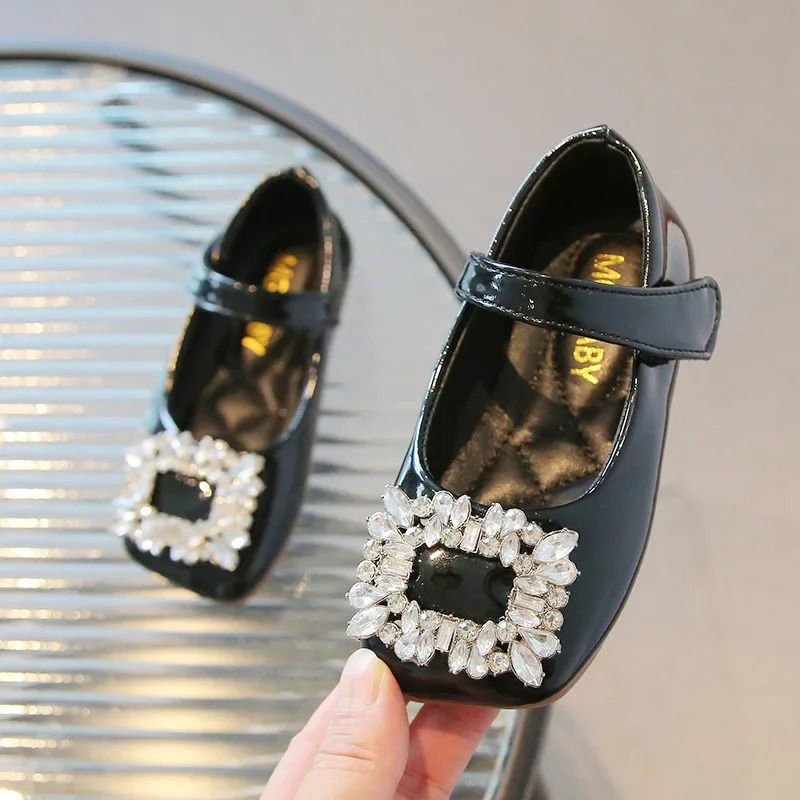 Princess Shoes for Girl Girls Mary Janes Spring Diamante Patent Leather Shoes Wedding Children Princess Shoes 250528