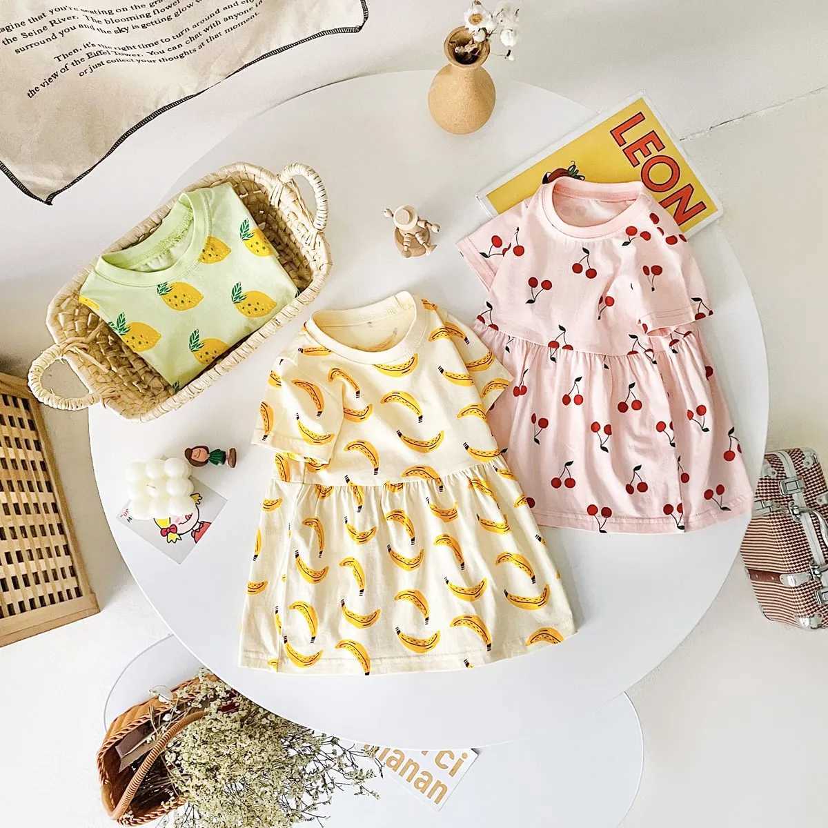 Sanlutoz Short Sleeve Summer Baby Dress Cute Pattern Casual Kids Girls Clothing Dress Cotton X250528