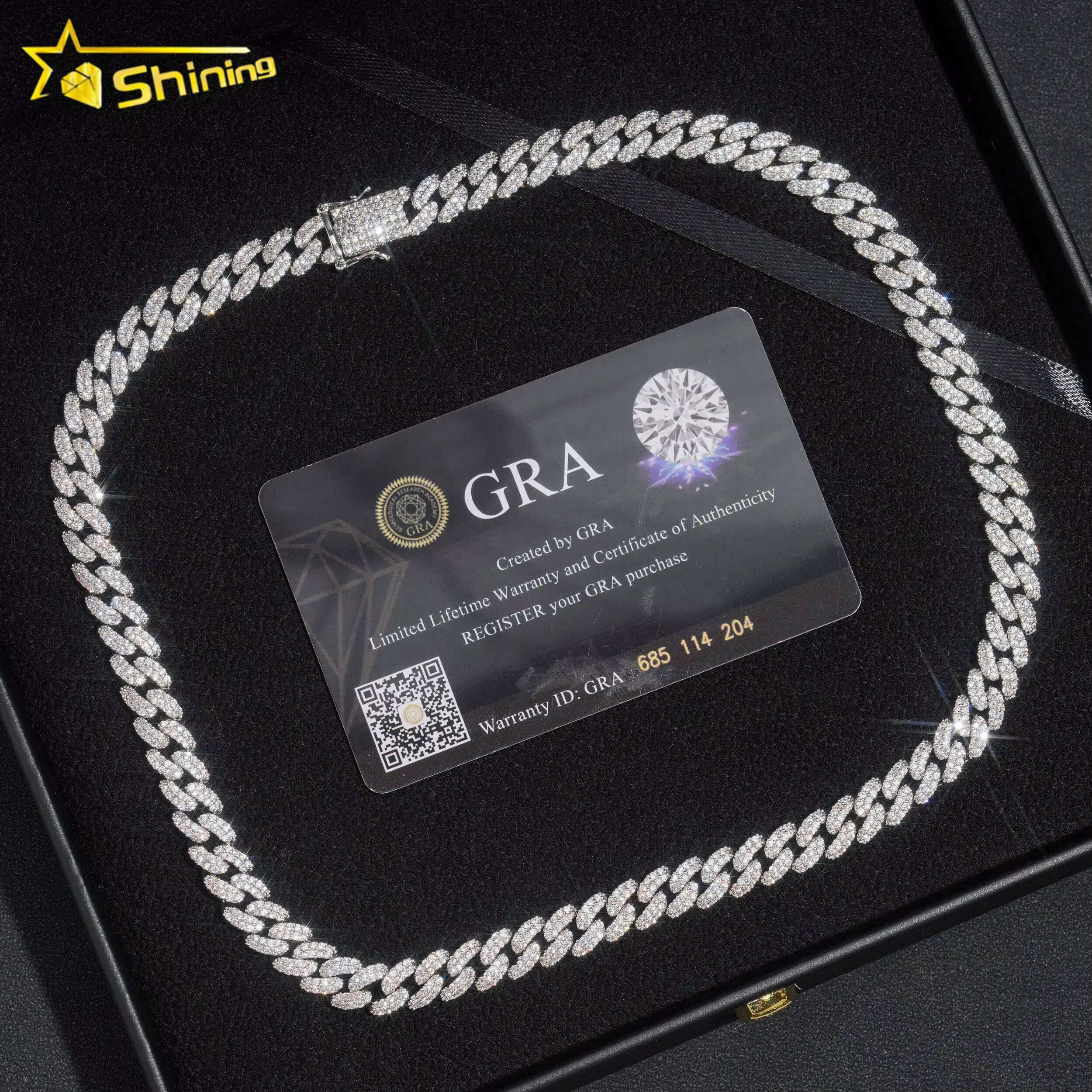 Cheapest Price 8mm 2rows Miami Design Mens Necklace Hip Hop Iced Out Vvs1 Lab Diamond Moissanite Cuban Link Chain