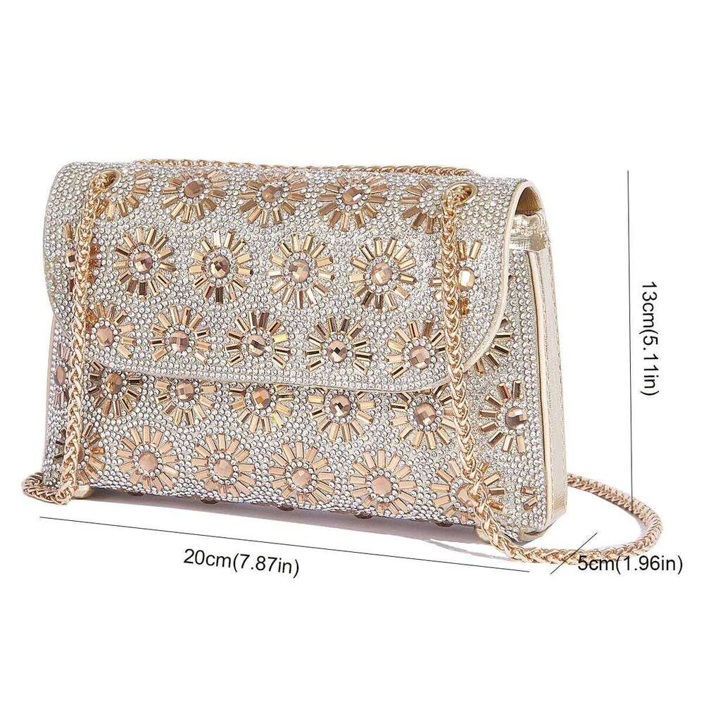 New Shoulder bag Women's Rhinestone Evening Bag Fashion Shiny Party Handbag Casual Clutch Square Purse