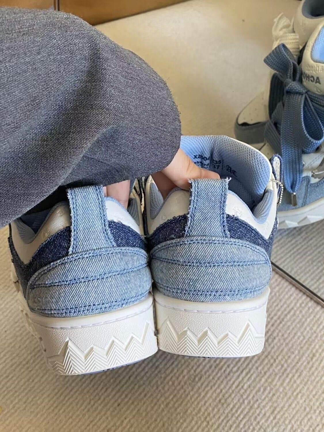 Designer casual shoes Denim Patchwork Blue Bread American Style National Trend Versatile Height Increasing Casual Shoes Thick Sole Sneakers