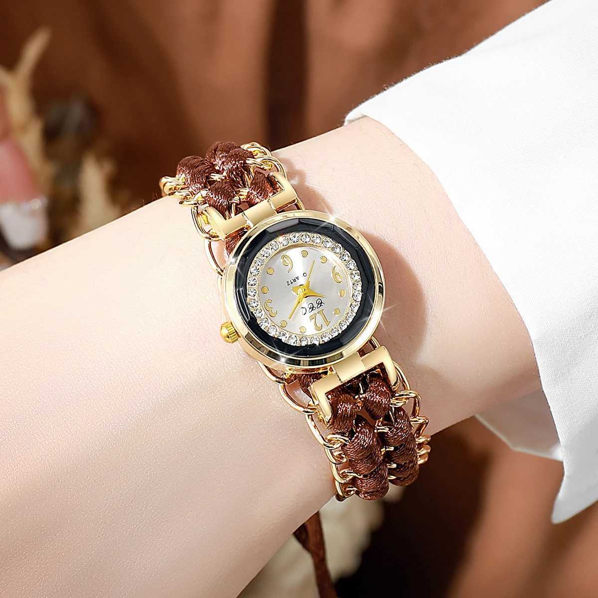 Womens Watch Fashion Braided Rope Bracelet Quartz Watches XJ250527