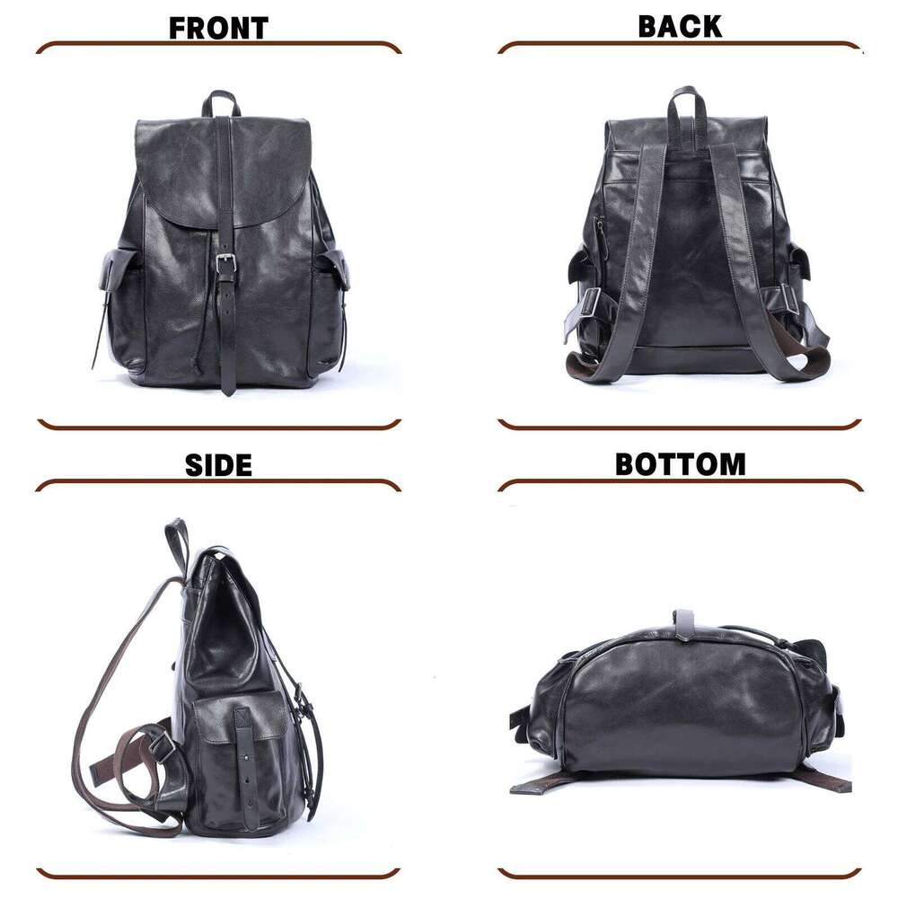 Casual Genuine Leather Men's Backpack Laptop For Men Travel Bag Top Layer Cowhide Male Backpacks Fashion Preppy Style