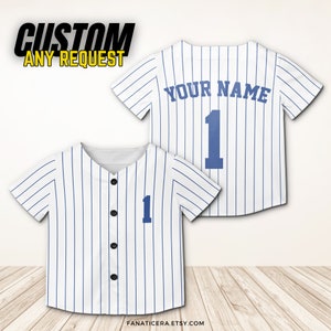 Custom Kids Youth Name and Number Pinstripe Baseball Jersey Sports Team Personalized Jersey Size 6 Month to 10 Years Made in USA B22