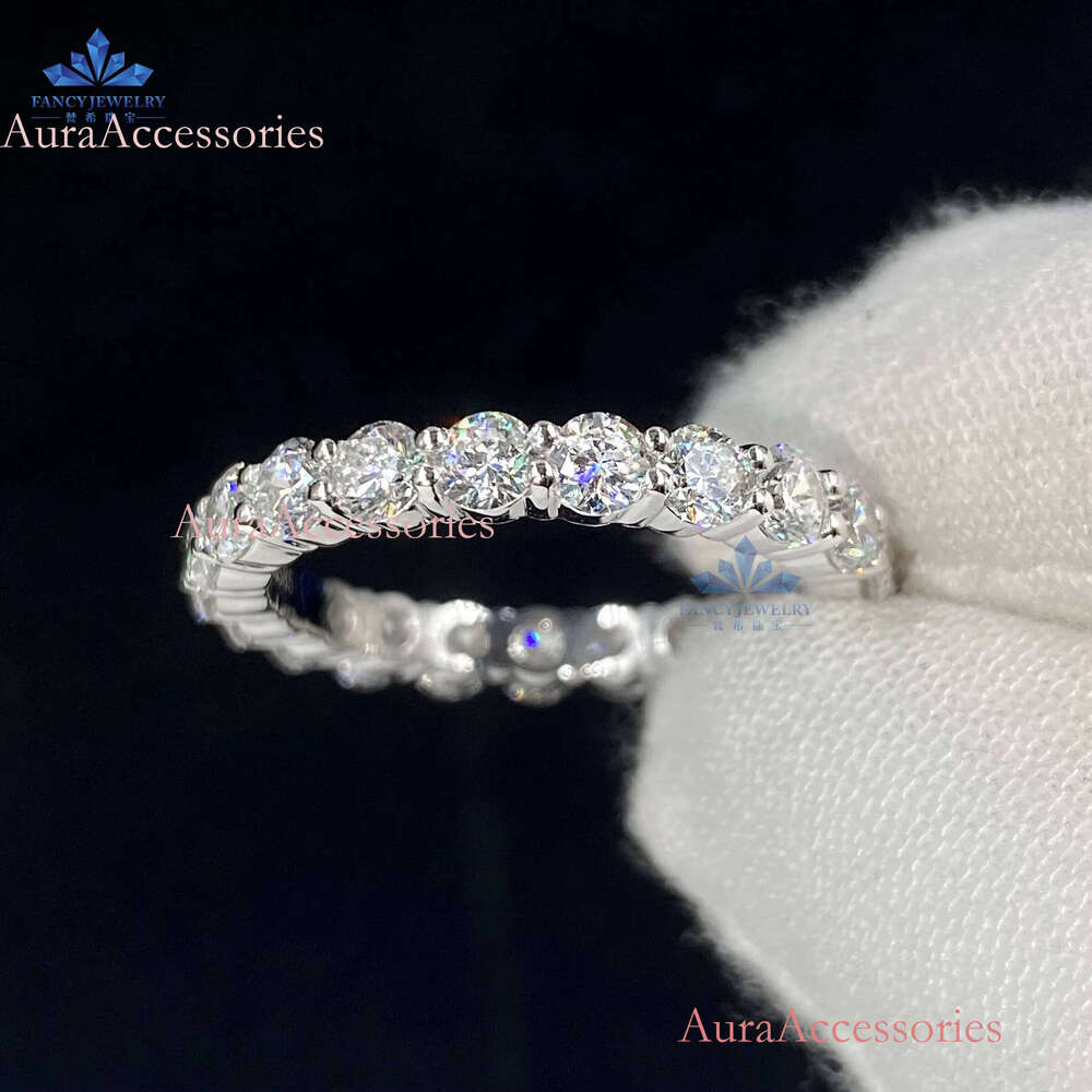 Luxurious 14K Gold Eternity Wedding Band 3mm round Moissanite Fine Custom Jewelry for Women