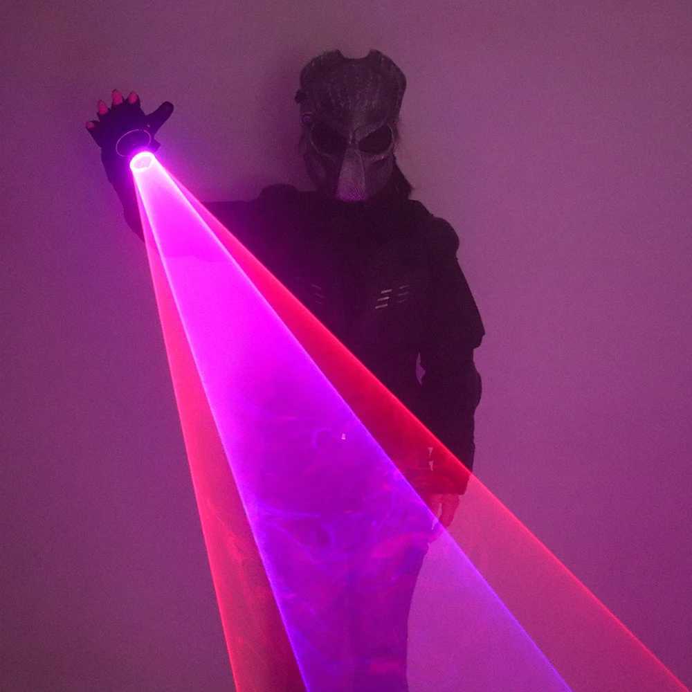 Blue Red Laser Gloves Multicolour Tunnel Effect Auto Rotating Vortex Laser Gloves Light Up Nightclub Dancing Party Laser Show W250528