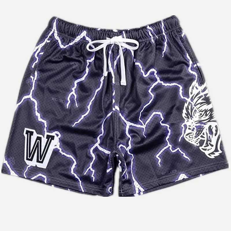 Men Mesh Sports Shorts Summer Basketball Fitness Running Short Pants 3D Printing Lightning Pattern Training Bermuda Man Shorts X250528