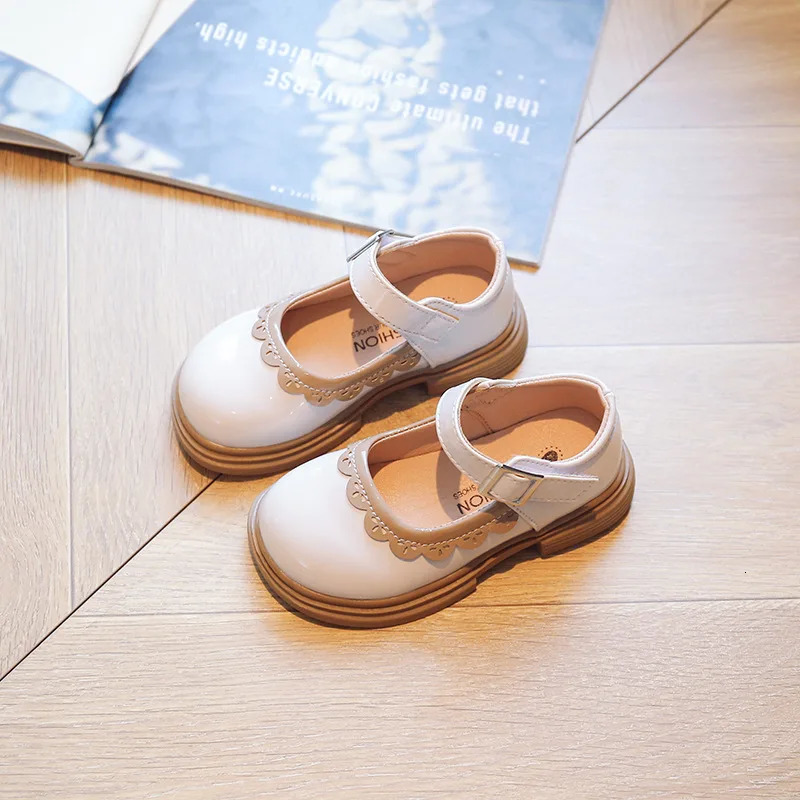 Girls Leather Shoes Spring Autumn Fashion Ruffles Little Kids Shoes Flat Heels Mary Janes Childrens Princess Dance Party Shoes 250528