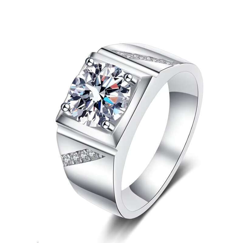 1ct Simple Design Silver Rings for Men 925 Moissanite Men Ring with DEF VVS1 with GRA Certificate Pass Diamond Tester
