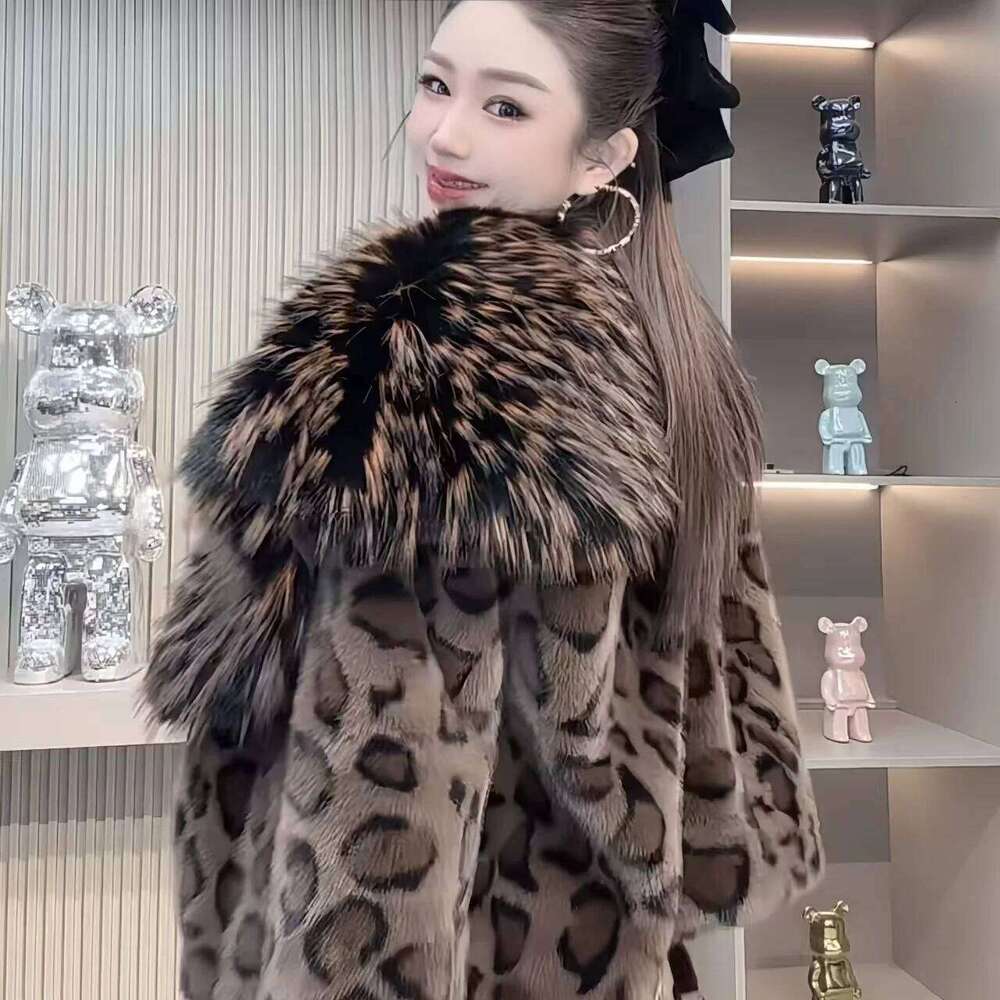 Faux Mink Fur Coats for Women,Fur Collar Jackets,Spliced Overcoat,Female Clothes,Thicken Warm,,New ,Winter,2025