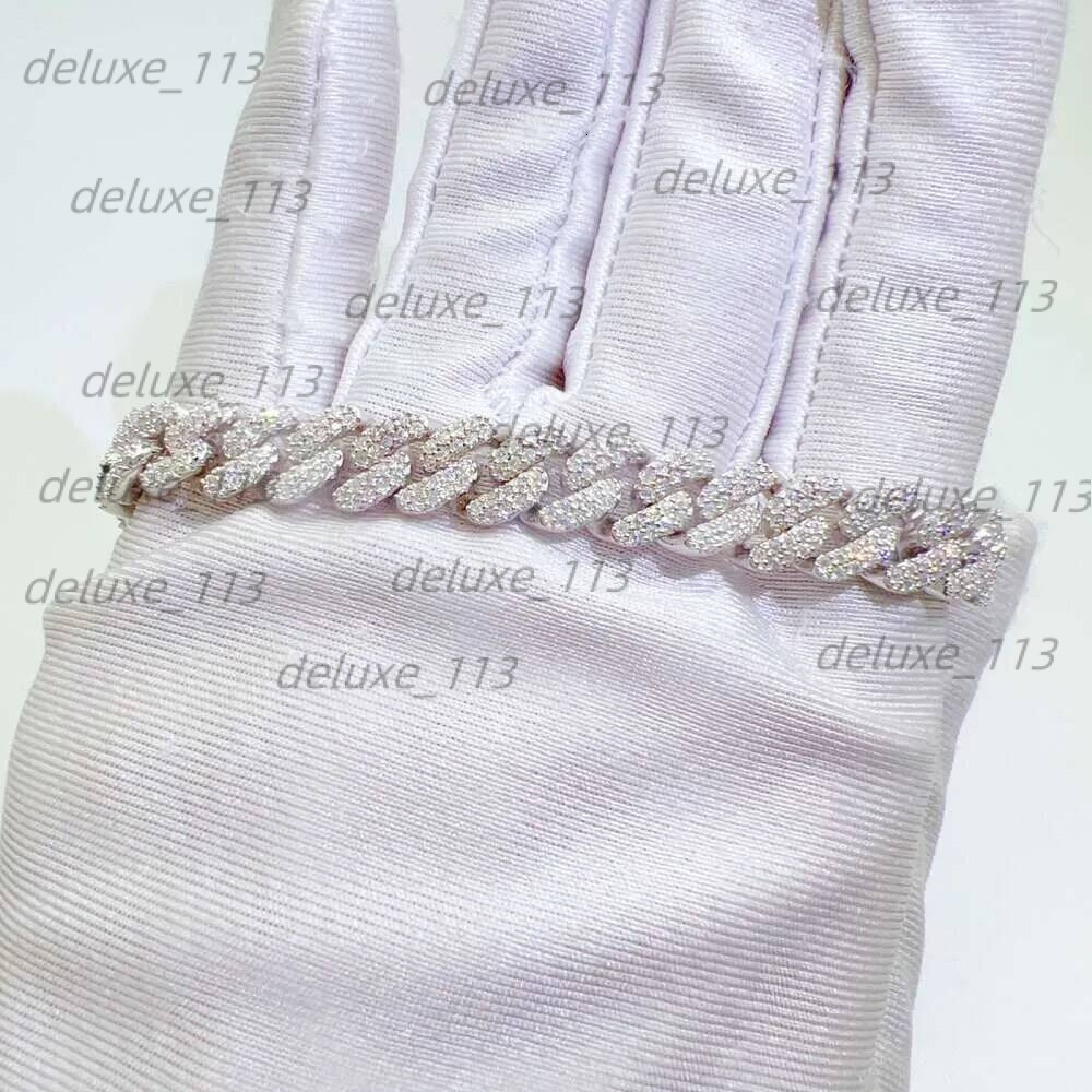 Moissanite Necklace, 20 Years Of Experience In Manufacturing, Hip Hop 8Mm Double Rowed Stone Sier Moissanite Cubanlink Chain Necklace
