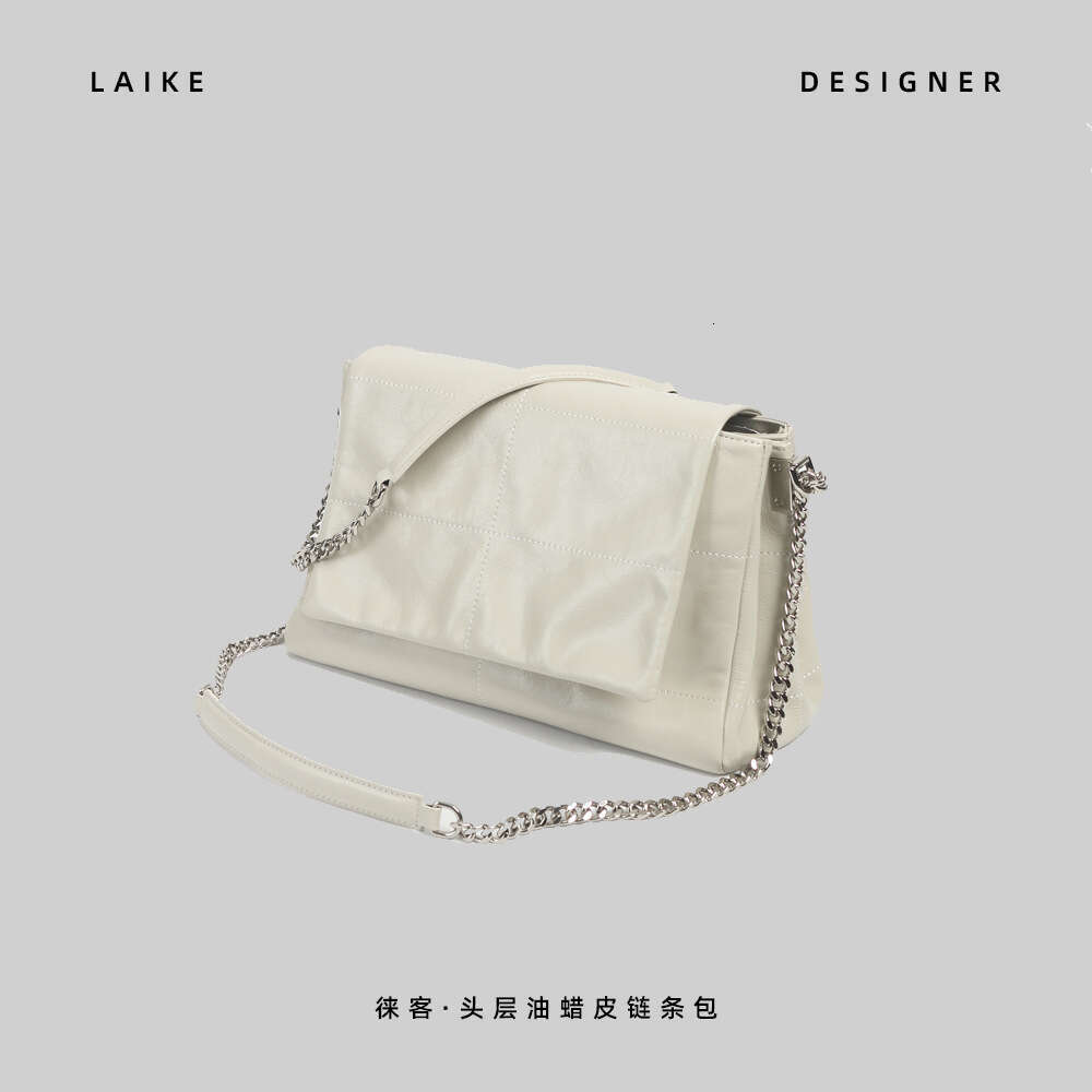 Top Layer Cowhide Stray Large Capacity Women's Handbag Korean Style Quilted Niche Fashion Chain Bag