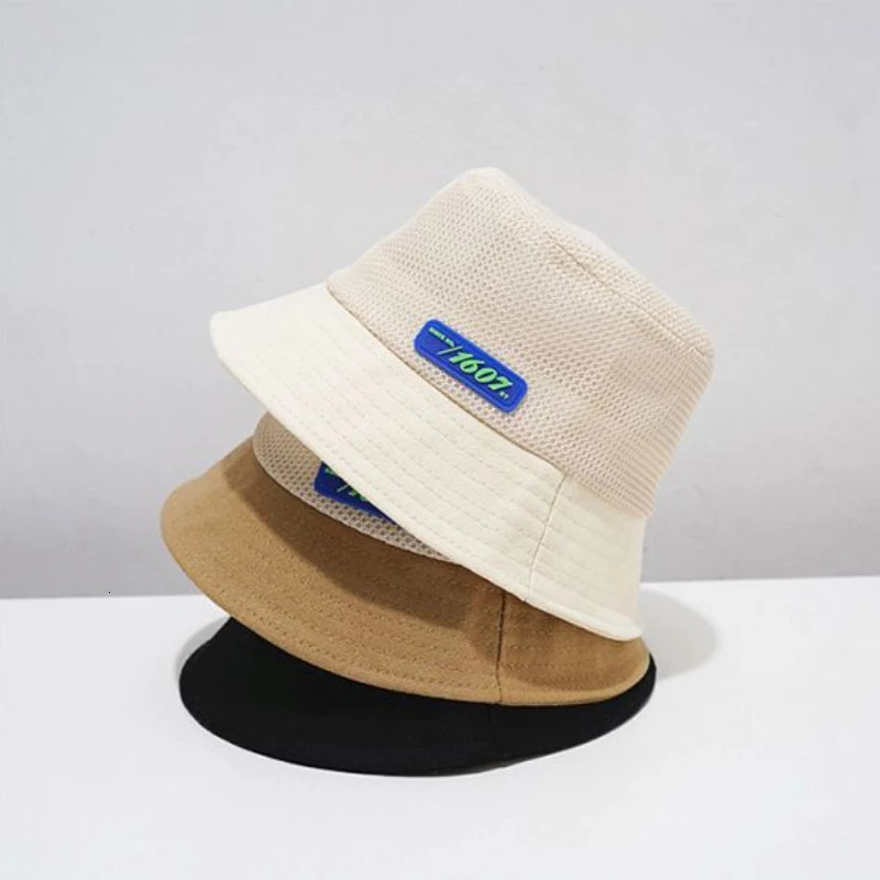 Summer Kids Bucket Hat Patchwork Mesh Breathable Baby Fisherman Hats For Boys Girls Outdoor Sun Protection Basin Cap 250528