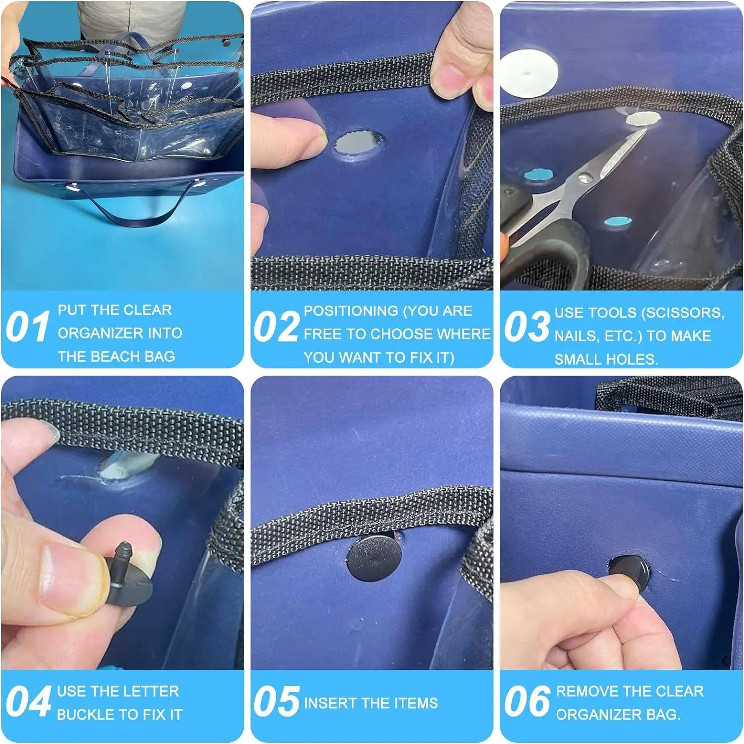 Waterproof Clear Beach Bag Organizer for Bogg Bag L-XL Accessories Organizing Your Bags and Divide Space Extra Large Storage