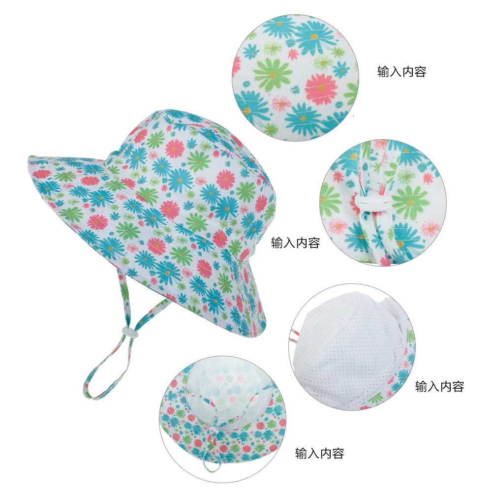 Girls Boys Outdoor Anti UV Beach Cap Summer Baby Sun Hat Swimming Hat Kids Bucket Cap with Adjustable Chin Strap 0-8 Years 250528