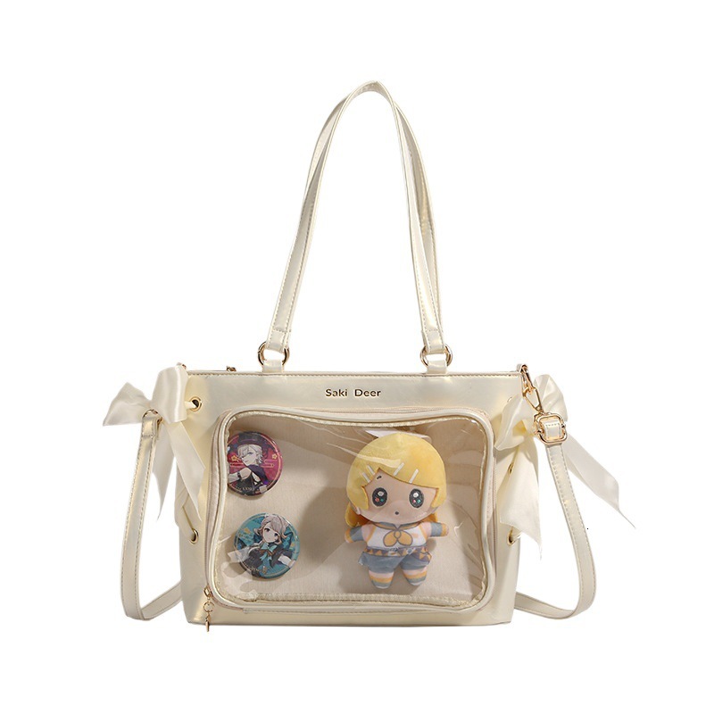 Free Freight Designer Bag Women's Handbag New Japanese Versatile Transparent Shoulder Bag School Bag Anime Bag Large Capacity Casual Bag