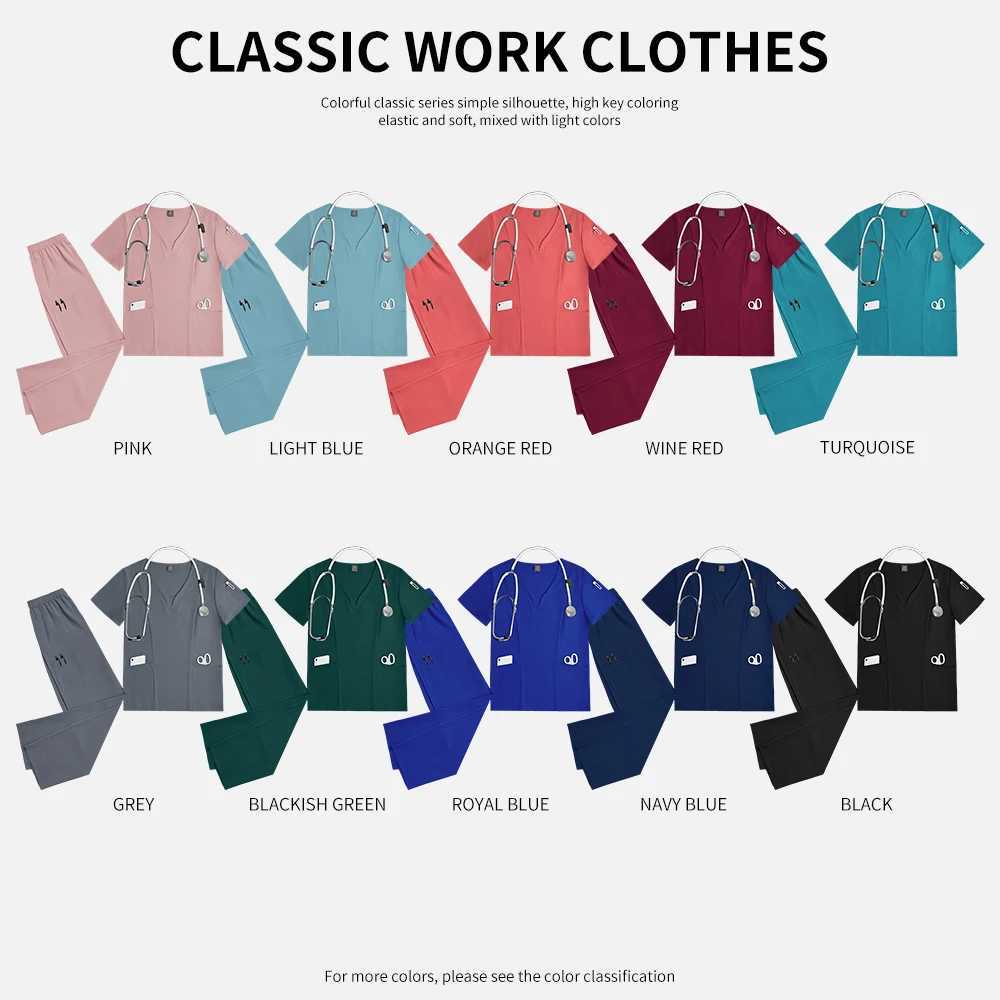 Short Slved Apparel Tops Pants Set Pharmacy Working Clothes Medical Hospital Doctor Nursing Uniform Casual V-neck Nurse Women X250528