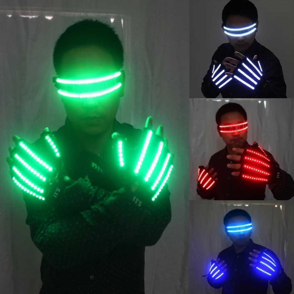 LED Glow Gloves Rave Light Flashing Finger Lighting Glow Mittens Magic Black Luminous Gloves Party Supplies Halloween W250528