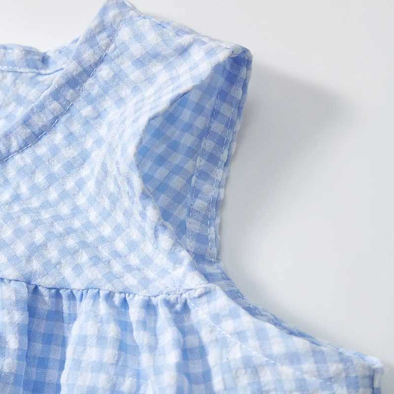 Little maven Girls Sundress Kids Clothes Sleeveless Dress Children Vestidos Plaid Animal Applique Embroidery Cute Girls Dress X250528