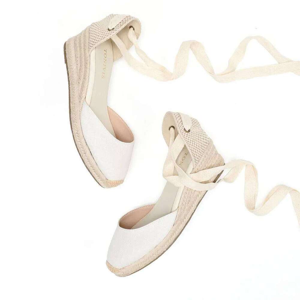 wedges shoes women Lace-up Sandals Simple and Stylish Mid-Heel Ankle Strap Platform in Espadrille for Comfortable Summer