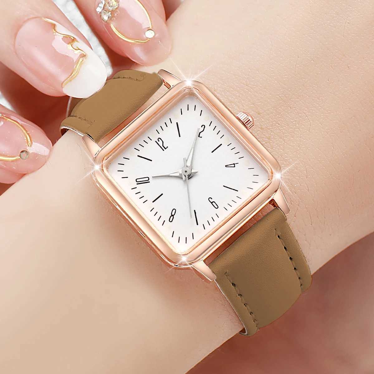8Pcs/Set Fashion Womens Watch Sweet and Elegant Academy Style Leather Quartz Watch Set (Box Not Included) XJ250527