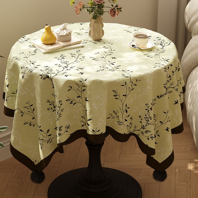 D276 floral cotton and linen fabric canvas printed table cloth coffee table table cloth pastoral style home small fresh plant cover cloth