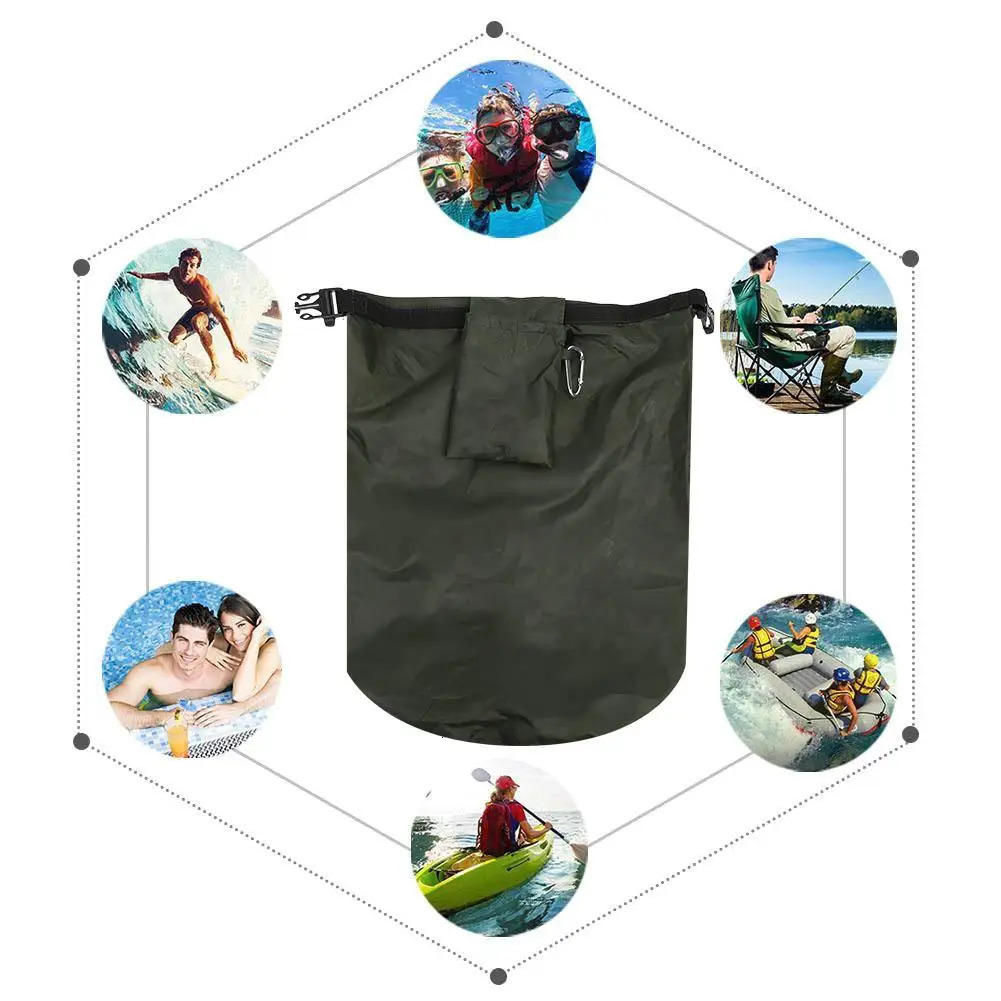 Waterproof PVC Outdoor Foldable Barrel Dry Bag for Camping Hiking Beach Storage Green 250522