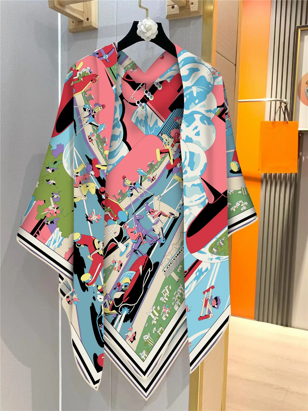 130cm Keep Warm Winter Silk Cashmere Scarf Women Square Scarf Shawl Locomotion Print Pashmina Fashion Hijab Bandana 250527