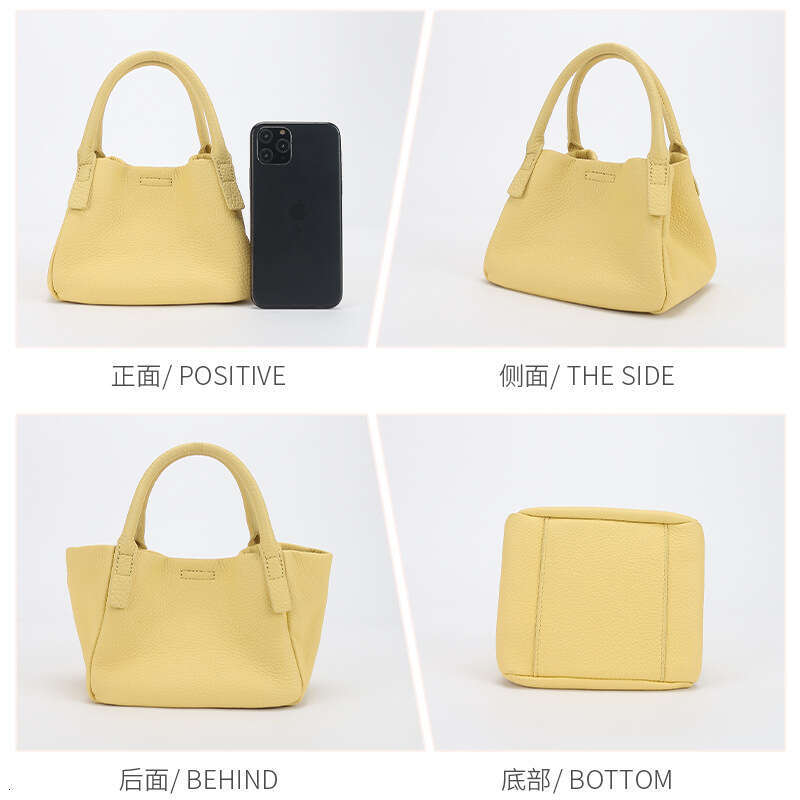 New Simple Genuine Leather Basket Handbag Niche High-end Shoulder Fashion Underarm Small Square Crossbody Bag