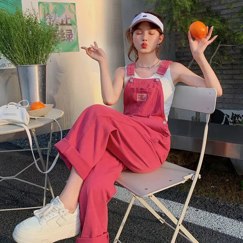 ZMZBCH Womens Spring and Summer Age Reducing Jeans Denim Straps Pants Net Red Loose Slim Versatile Clothing 250516Z