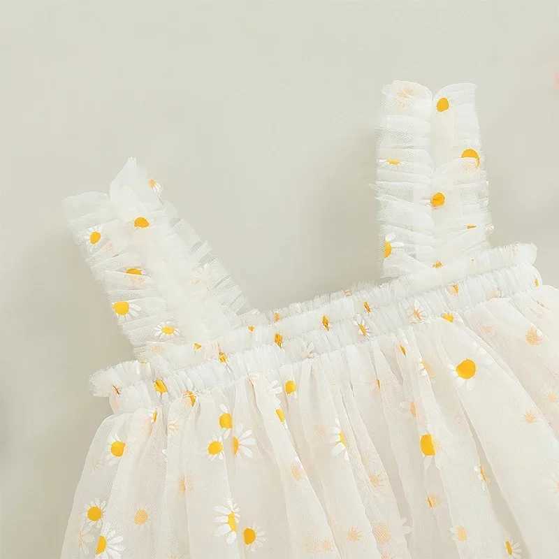 Summer Baby Girls Tulle Dress Daisy Floral Kid Birthday Party Dress Sleeveless Sling Toddler Girl Casual Clothing Princess Dress X250528