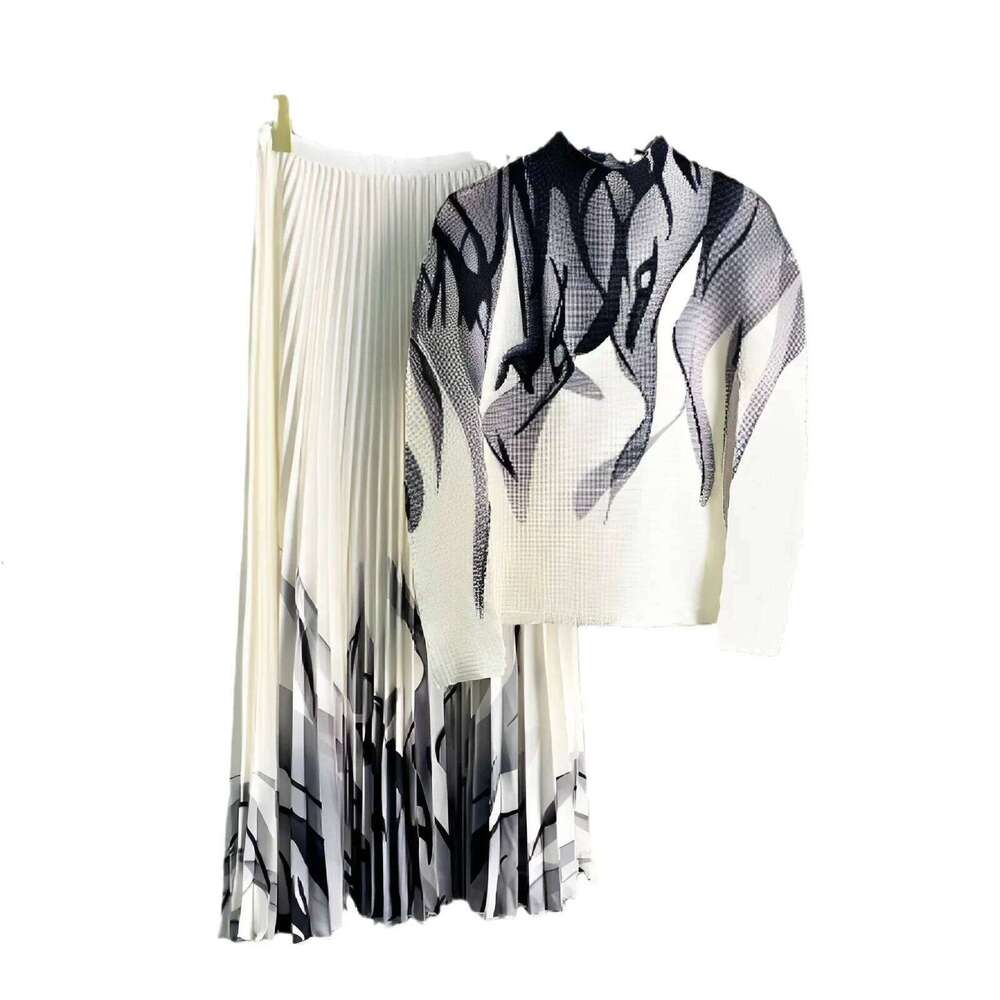 Miyaki Dress Elegant Plaid Printing Fashionable Sensible 2-Piece Set Pleated Skirt Suit For Women In Various Sizes Colors