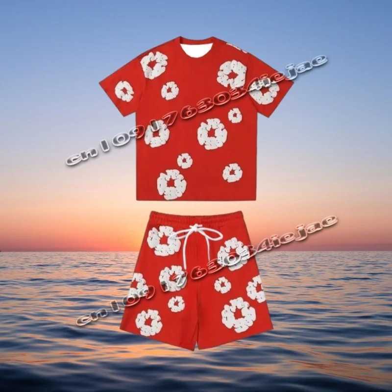2025Summer Beach Pants Casual Harajuku Y2 American Kapok 3D Printed Flower Shorts Vacation Outdoors Kids Men Shorts Male Shorts X250528