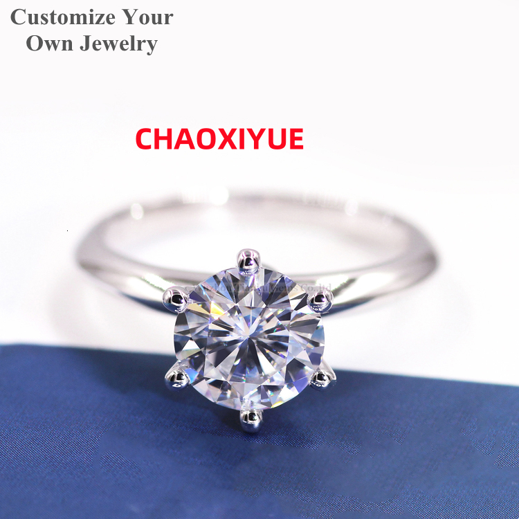 Tianyu Custom Jewelry 14k 18k White Gold 6 Prong Ladies Wedding Bague 1.25ct Round Moissanite Diamond Engagement Rings for Women