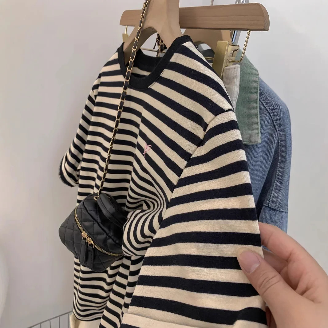 Plus Size 300 Pounds Color Block Striped Short Sleeve TShirt Women Summer Loose round Neck Korean Style Casual Versatile Top 250519