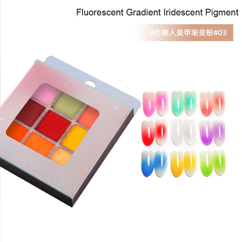 9Grids Chrome Gradient Powder Set Iridescent Nail Solid Pigment Macaron Shimmer Manicure Decor Dust for Ombre Nails Neon Pigment 250523