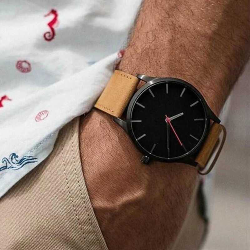 Simple Mens Analog Quartz Wristwatch Fashion Metal Case Mens Watches Leather Belt Casual Business Male Clock relogios masculino XJ250527