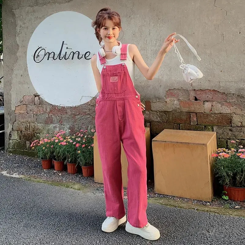 ZMZBCH Womens Spring and Summer Age Reducing Jeans Denim Straps Pants Net Red Loose Slim Versatile Clothing 250516Z