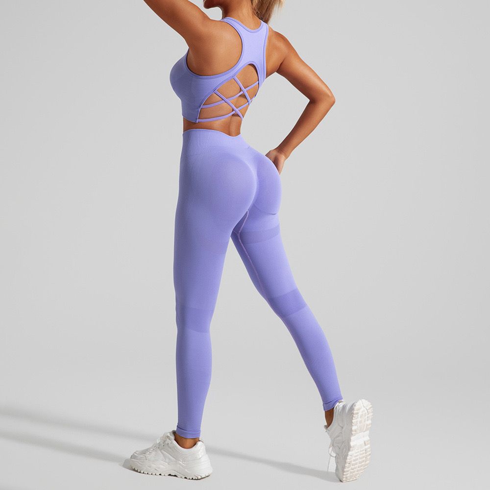 Women s Yoga Outfit Sleeveless Crop Top with High Waist Leggings 2-Piece Workout Set Workout T-shirts Gym Clothing Fitness Suits Waist Leggings Sports
