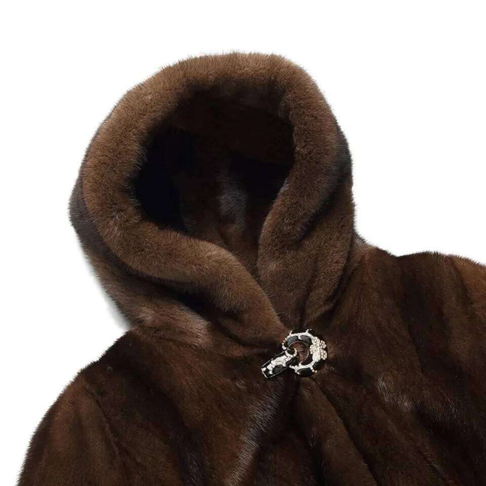 Women's Coat 9XL Thicken Parkas Middle-aged Mother Winter Hooded Mink Overcoat Fashion Warm Long Faux Fur Coats Female
