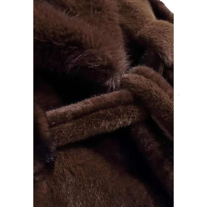 Imitation Mink Veet Jacket Women's Overcoat Winter 2024 New Fashion Loose Belt Medium Long Thick Warm Fur Coat Outwear