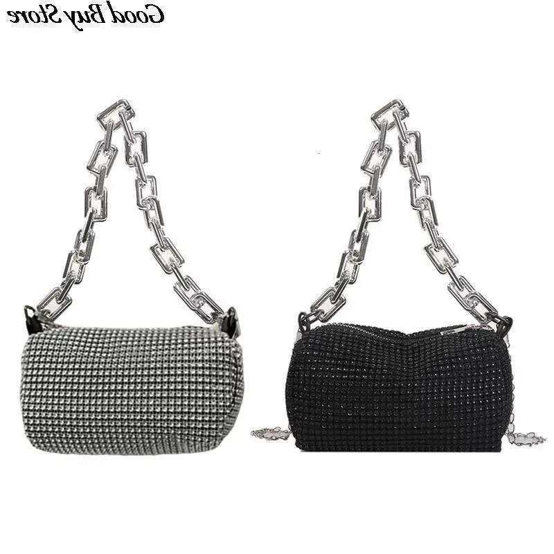 Women Bg Shoulder Bags Rhie Handle Clutch Sier Chains Bag Evening Wedding Wallets Crystal Handbags