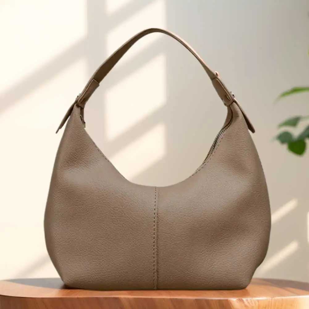 Women Simple Shoulder Purse PU Leather Soft Hobo Bags Solid Color Casual Underarm Handbag Girls Outdoor Daily Bag Y250528